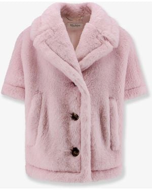 Max Mara Mxacorvino1 Alpaca And Virgin Wool Fur Cape - Pink