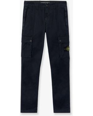 Stone Island Cotton Blend Cargo Trousers - Blue