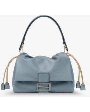 Fendi Mamma Baguette Medium Leather Crossbody Bag - Blue