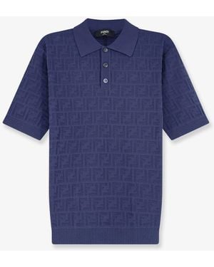 Fendi Ff Cotton Polo Shirt - Blue