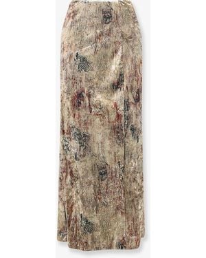 Pierre Louis Mascia Ranat Printed Chenille Midi Skirt - Natural