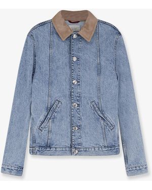 Brunello Cucinelli Denim Jacket With Suede Collar - Blue