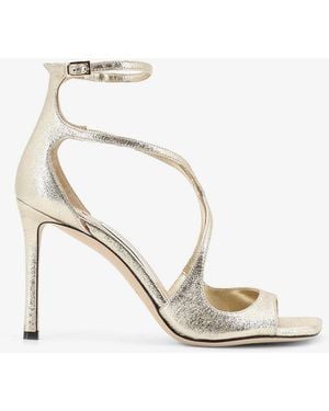 Jimmy Choo Azia Glittered Leather Sandals - White