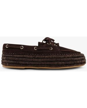 Paloma Barceló Penelope Suede Raffia Loafers - White