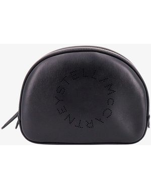 Stella McCartney Stella Mccartney Logo Perforated Vegan Leather Wash Bag - Black