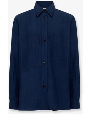 Laneus Viscose And Linen Shirt - Blue