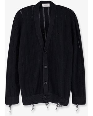 Laneus Cotton Cardigan With Destroyed Effect - Blue