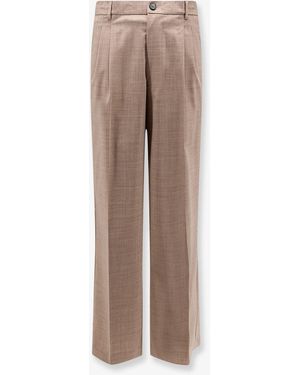 Amaranto Virgin Wool Blend Trousers - Natural