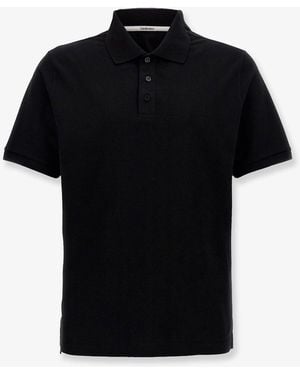 Saint Laurent Cotton Blend Polo Shirt With Cassandre Embroidery - Black