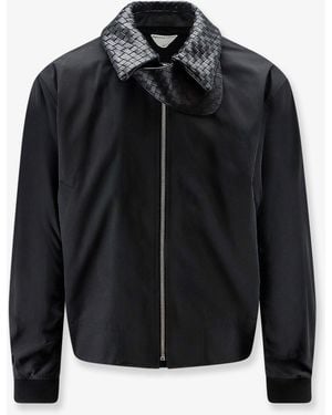 Bottega Veneta Nylon And Cotton Jacket With Intrecciato Details - Black