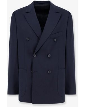 Seven Gauge Stretch Wool Blazer - Blue