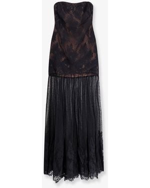 retroféte Maxi Dress With Sweetheart Neckline And Lace Bustier - Black