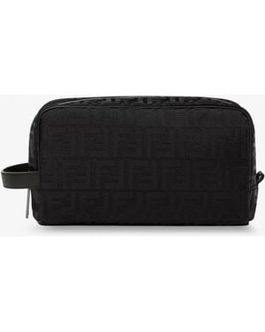 Fendi Ff Jacquard Fabric Medium Ff Beauty Case - Black