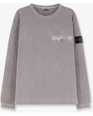 Stone Island Cotton Sweatshirt With Logo - Grey