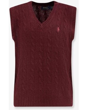 Polo Ralph Lauren Cable Knit Wool And Cashmere Vest - Purple
