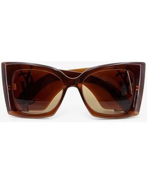 Saint Laurent Blaze Crystal Acetate Sunglasses - Brown