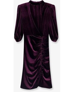 ACTUALEE Velvet Dress With Drapery - Blue