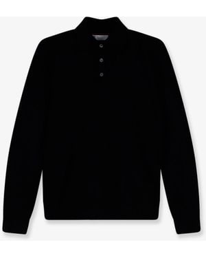 Brunello Cucinelli Cashmere And Silk Polo Shirt - Black