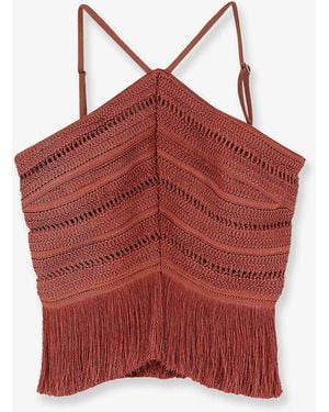 PATBO Asymmetrical Top With Fringes - Red
