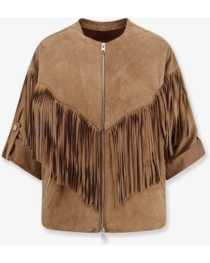 DFOUR® Fringed Suede Jacket - Brown