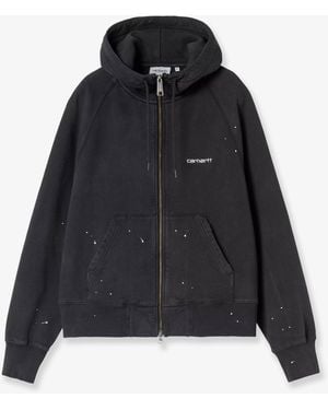 Carhartt Hooded Painter Cotton Sweatshirt With Front Embroidered Logo - Black