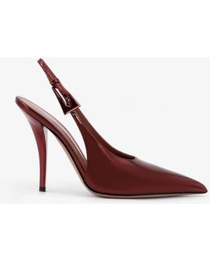 Paris Texas Jessica Slingback Mirror Leather Court Shoes - Red