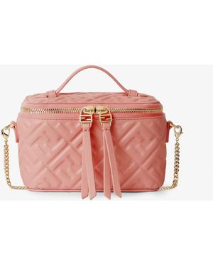 Fendi Vanity Leather Shoulder Bag With Ff Motif - Pink