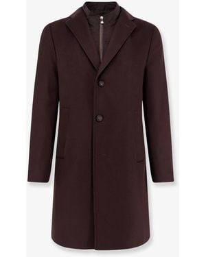 Corneliani Single-Breasted Wool And Cashmere Blend Coat With Double Closure - Purple