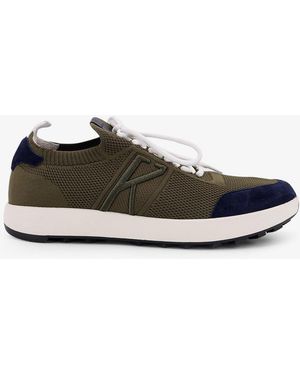 Kiton Low-Top Mesh Trainers With Suede Profiles - Green
