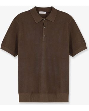 Bramani Cashmere Cotton And Silk Blend Polo Shirt - Brown