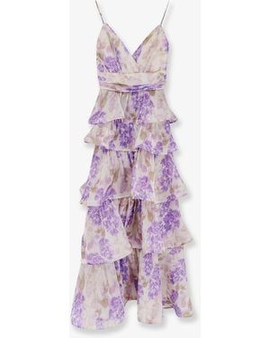 ACTUALEE Ruffled Long Dress - Purple