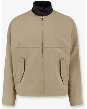 Bottega Veneta Cotton Jacket With Intrecciato Detail - Natural