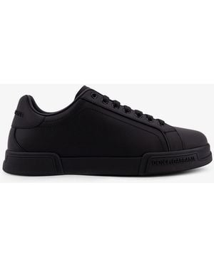 Dolce & Gabbana Portofino Leather Trainers - Black