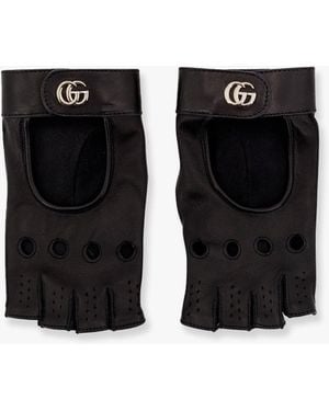 Gucci Fingerless Leather Gloves - Black