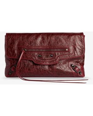 Balenciaga Le City Leather Clutch - Red