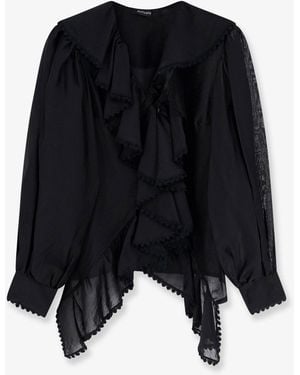 ACTUALEE Shirt With Rouches - Black