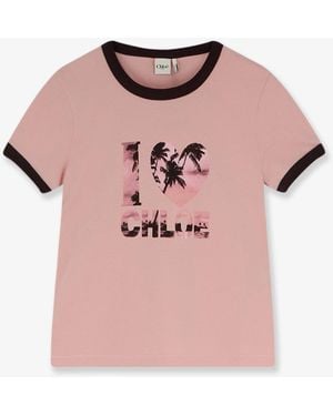 Chloé Cotton T-Shirt With Print - Pink