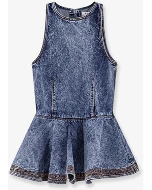 Alaïa Peplum Denim Top - Blue
