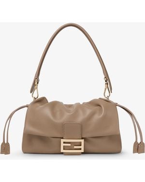 Fendi Baguette Soft Medium Leather Shoulder Bag - Natural