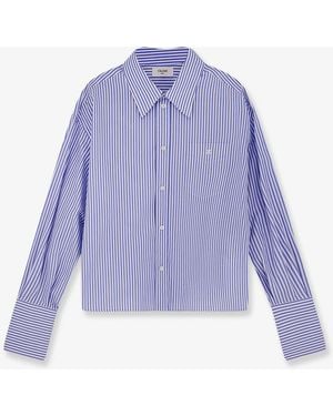 Celine Cropped Striped Cotton Shirt - Purple