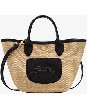Longchamp Le Panet Pliage Xs Raffia And Leather Crossbody Bag - Natural