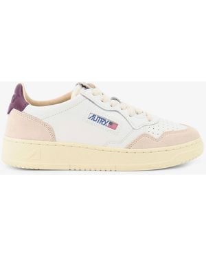 Autry Medalist Leather And Suede Sneakers - Natural