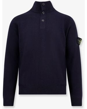 Stone Island Certified Virgin Wool Blend Jumper - Blue