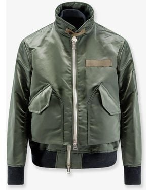 Sacai Cotton And Nylon Jacket - Green