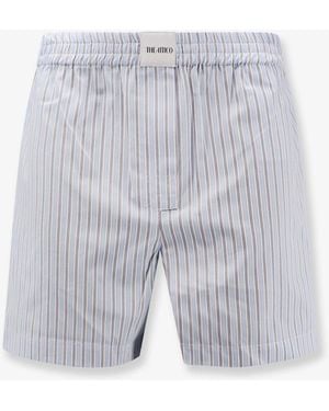 The Attico Striped Cotton Shorts - Grey