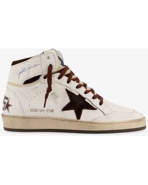 Golden Goose Sky Star High-Top Leather Sneakers - White
