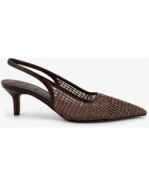 Brunello Cucinelli Leather Decollete With Precious Net Detail - Multicolour