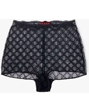 Gucci Gg Embroidered Lace Culottes - Blue
