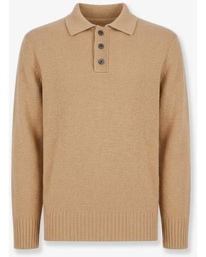 Amaranto Wool And Cashmere Polo Shirt Sweater - Natural