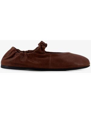 Miu Miu Ruches Leather Ballerinas - Brown